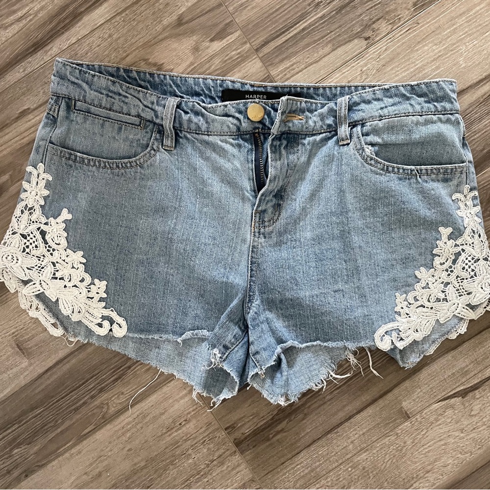 Harper Jean Shorts with Lace Trim size 30 women